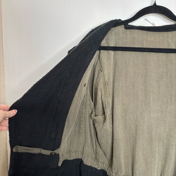 Free People Soft Peplum Hooded Military Army Green Cargo Jacket size Large - Picture 8 of 15